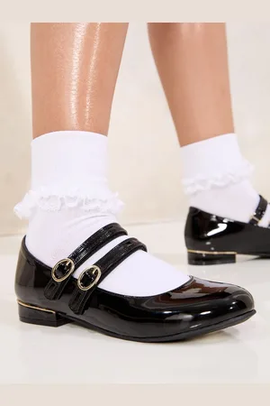 Lipsy London Faux Leather Block hæle Double Strap Mary Jane Skolesko