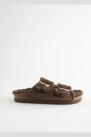 Next Forever Comfort Faux Fur Double Strap Fodseng-sandaler
