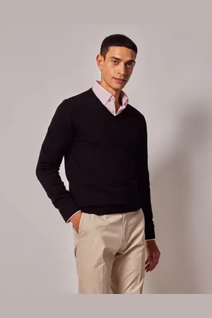 Hawes & Curtis V-Neck Merino Black JumperL