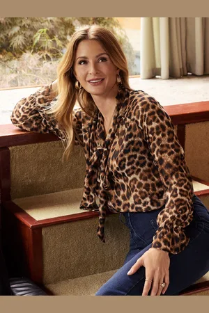 Friends Like These Leopard Tryk Slips Neck Chiffon Bluse