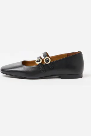 Oliver Bonas Mary Jane Double Buckle Pearl Leather Shoes