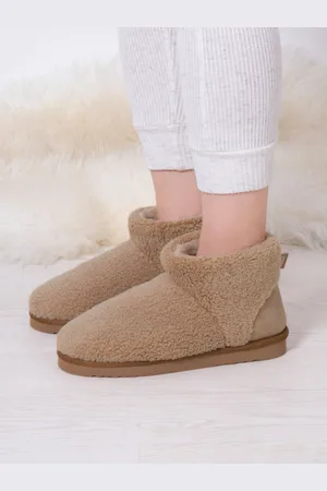 Totes Dame Isotoner Curly Faux Fur Boot Hjemmesko