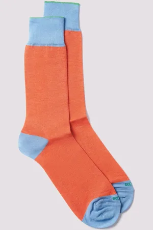 Duchamp Mens Orange Heel Toe SocksS-M