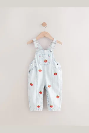 Next Strawberry Embellished 100% Cotton Dungarees (3mths-7yrs)3 - 4 år (98 - 104cm)