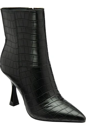 Ravel Croc-Print Pointed-Toe Ankle Boots