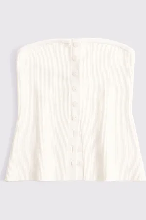 Abercrombie & Fitch Strapless Button Through Knitted Tube Topsmall