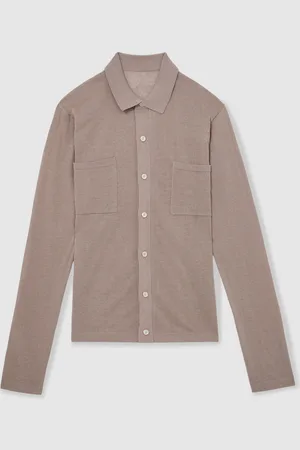 Reiss Mellor Button-Through Knit Shirt With LinenMiddel