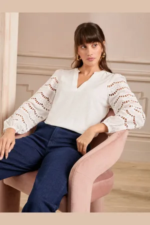 Love & Roses Jersey Broderi Langærmet 100% Bomuld Top40
