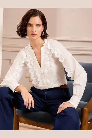 Love & Roses Lace Detail Button Through Long Sleeve Blouse34