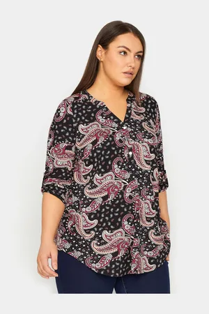 Evans Paisley Print Half Placket Black Shirt48