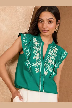 Love & Roses Cornelli Detail V-Neck Ruffle Sleeve Blouse40