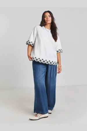 Simply Be Contrast Cut Work 100% Cotton T-Shirt44