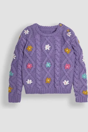 JoJo Maman Bébé Blomster Broderet Kabelstrik Trøje4 - 5 år (104 - 110cm)