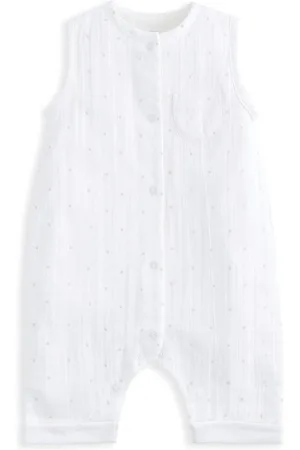 Mamas & Papas Sleeveless Patch Pocket 100% Cotton White Romper50cm