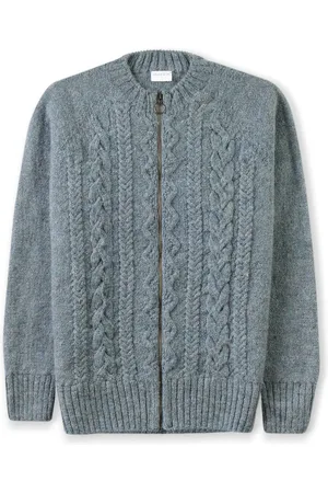 CELTIC & CO. British Wool Cable Zip Cardiganxlarge