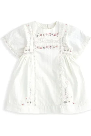 Mamas & Papas Embroidered 100% Cotton White Dress6874cm