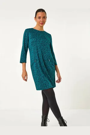 Roman Leaf Print Zip Pocket Detail Dress38