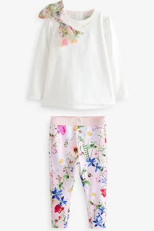 Ted Baker Pink Organza Bow 100% Cotton T-Shirt And Leggings Set5 - 6 år (110 - 116cm)