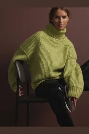 Next Chunky Rib High Roll Neck Knitted Jumper with AlpacaM Reg