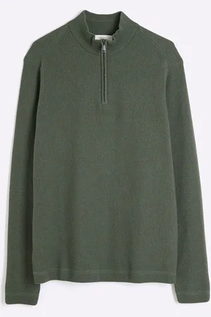River Island Slim Fit Waffle Half Zip JumperXL
