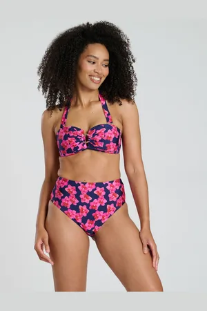 South Beach Blue Printed Moulded Bandeau and High Waist Briefs Set38