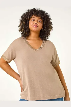Roman Curve Hotfix V-Neck Knit Top46