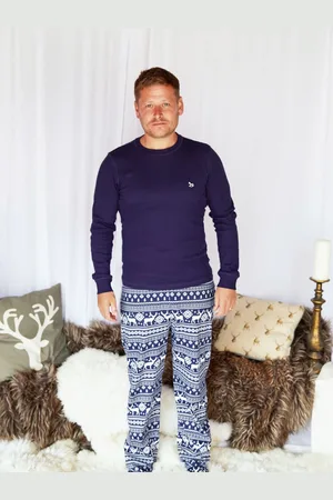 The Little Tailor Mens Reindeer Christmas Fair Isle Pattern PyjamasM
