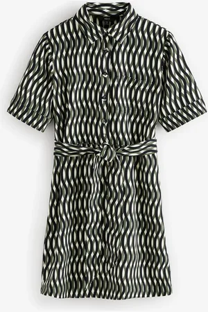 Next Long Sleeve Mini Tie Waist Shirt Dress48