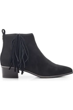 Moda In Pelle Pichon Fringe Smart Black Ankle Boots