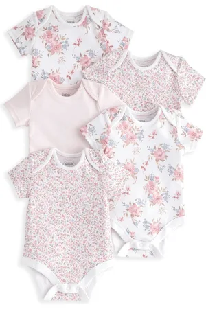 Mamas & Papas Lyserød Blomster Tryk 100% Bomuld Kortærmet Sparkedragt 5 Pakke12 - 18 måneder (80 - 86cm)