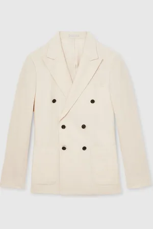 Reiss Kin Db Linen Double-Breasted Suit Slim-Fit Blazer44r
