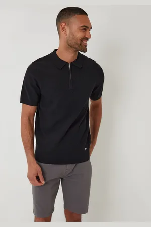 Threadbare Textured Front Quarter Zip Knitted Polo-skjortermedium