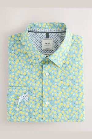 Next 100% Cotton Long Sleeve Single Cuff Printed Formal Shirt14in