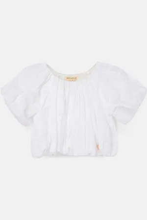 Angel & Rocket Michela White 100% Cotton Puffball Blouses11 år (146cm)