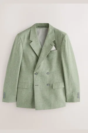 Next Skræddersyet / tætsiddende Fit Textured Hør Dobbeltradet Jakkesæt Jakke36r