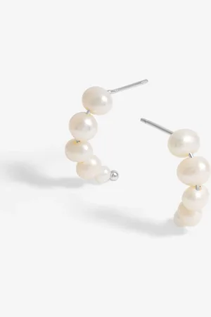 Simply Silver 925 Graduated Pearl Hoop Earringsen