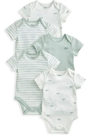 Mamas & Papas Blue 100% Cotton Whale Short Sleeve Bodysuits 5 Pack56cm