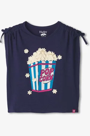 Hatley Blue Pop Corn 100% Cotton Cinched Shoulder Top122128cm