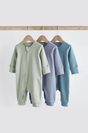 Next 100% Bomuld Baby Zip Sleepsuits 3 Pakke (0-3år)9 - 12 måneder (74 - 80cm)