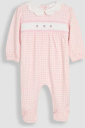 JoJo Maman Bébé Footed Smocked Embroidered 100% Cotton Sleepsuit50cm