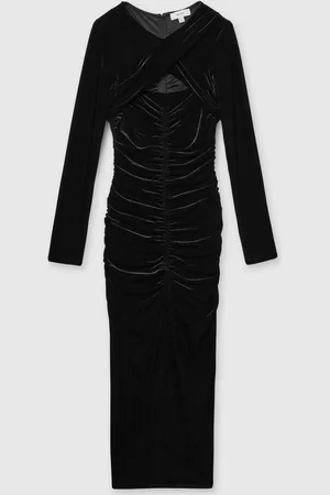 Reiss Sia Velvet Ruched Twist-Front Midi Dress38