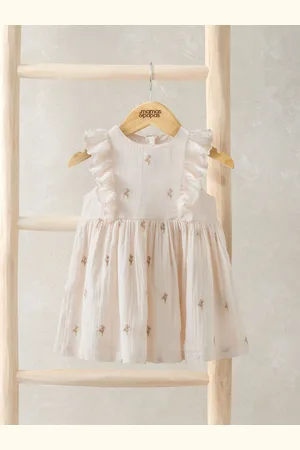 Mamas & Papas Pink Flower Embroidered Frill 100% Cotton Dress5662cm