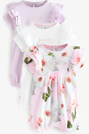 Ted Baker Multi Print 100% Cotton Rompers 3 PackNyfødt