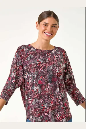 Roman Textured Ditsy Blomster Stræk Top46