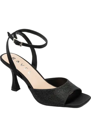 Ravel Peep-Toe Block-Heel Mule Sandals