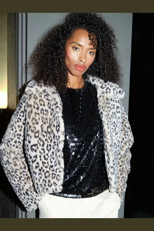 Threadbare Leopard Print Faux Fur Coat36