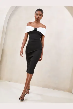 Lipsy London Twist Front Bardot Bodycon Midi Dress46