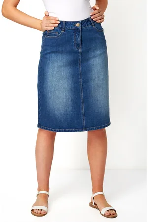 Roman A-Line Knee Length Denim Skirt48