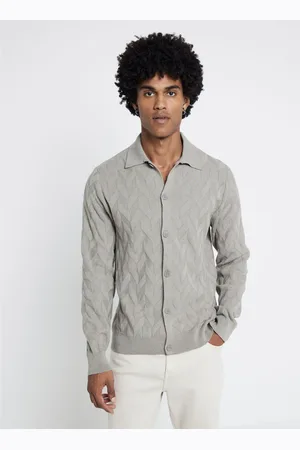 River Island Long Sleeve Chevron 100% Cotton Knitted ShirtS