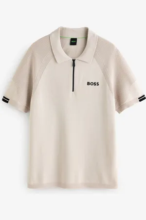 HUGO BOSS Slim Fit Zip Neck Knitted Polo ShirtStor